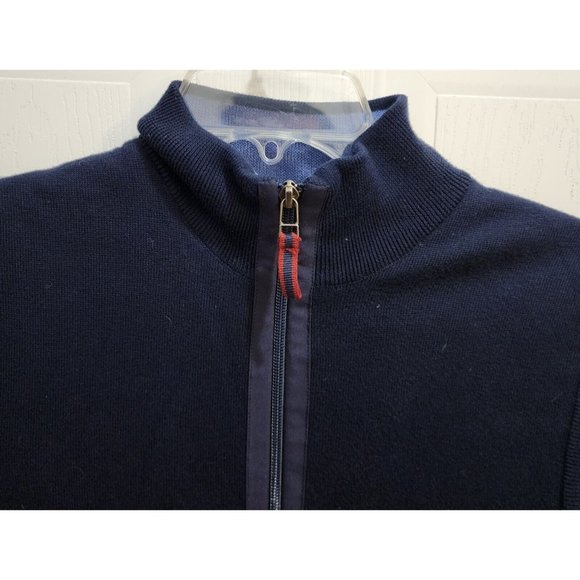 Talbots Mens Navy Blue Sleeveless Vest With Pockets Pima Cotton Full Zip Casual - Picture 2 of 8